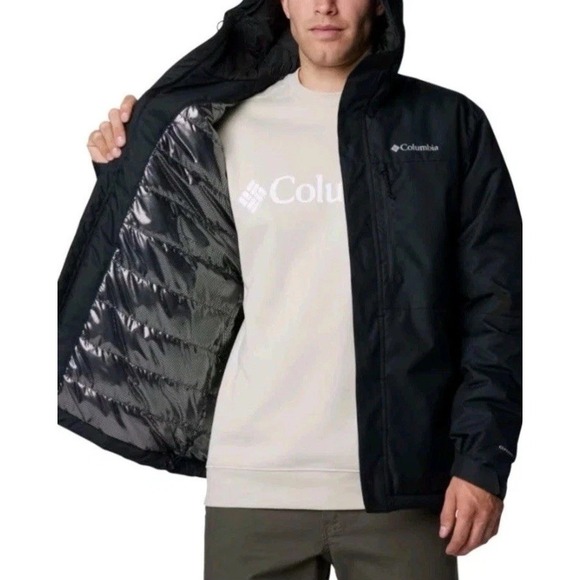 Men's 4X Columbia Tipton Peak Omni Heat Hooded Waterproof Insulated Jacket Black - Picture 1 of 10